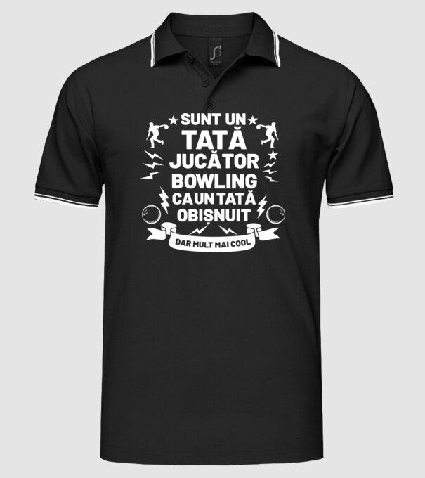 sunt un tată jucător bowling, ca un tată obișnuit, dar mult mai cool model negru pe tricou