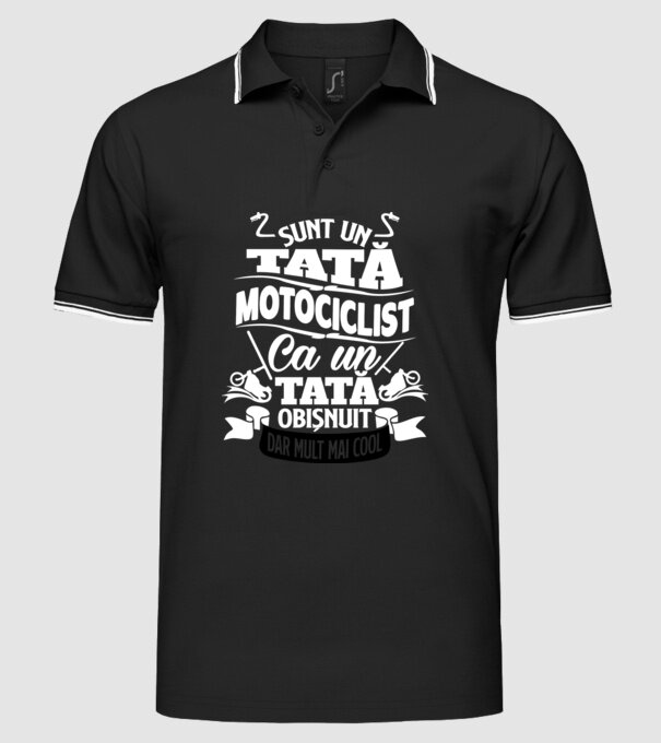 Sunt un tată motociclist, ca un tată obișnuit, dar mult mai cool model negru pe tricou
