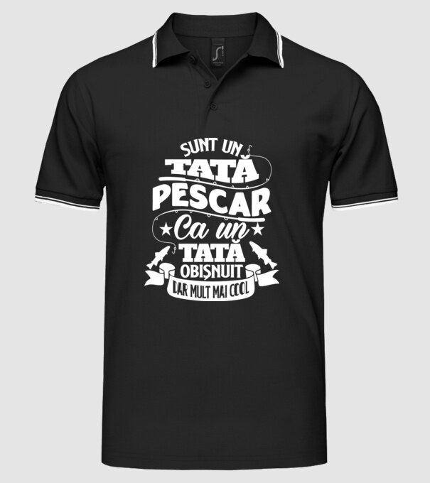 Sunt un tată pescar, ca un tată obișnuit, dar mult mai cool model negru pe tricou