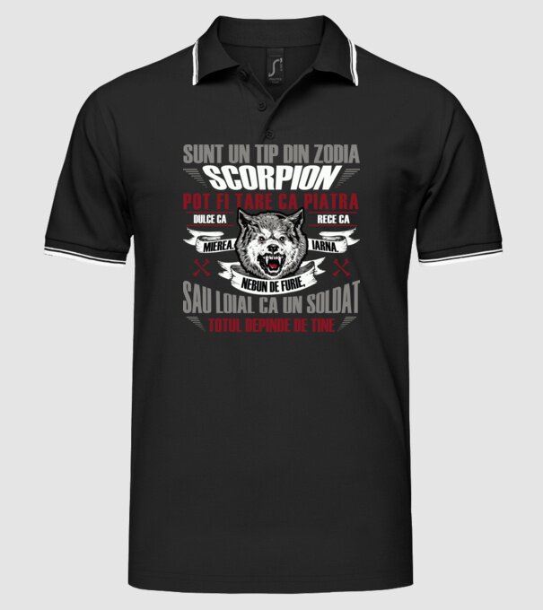 Sunt un tip din zodia Scorpion model negru pe tricou