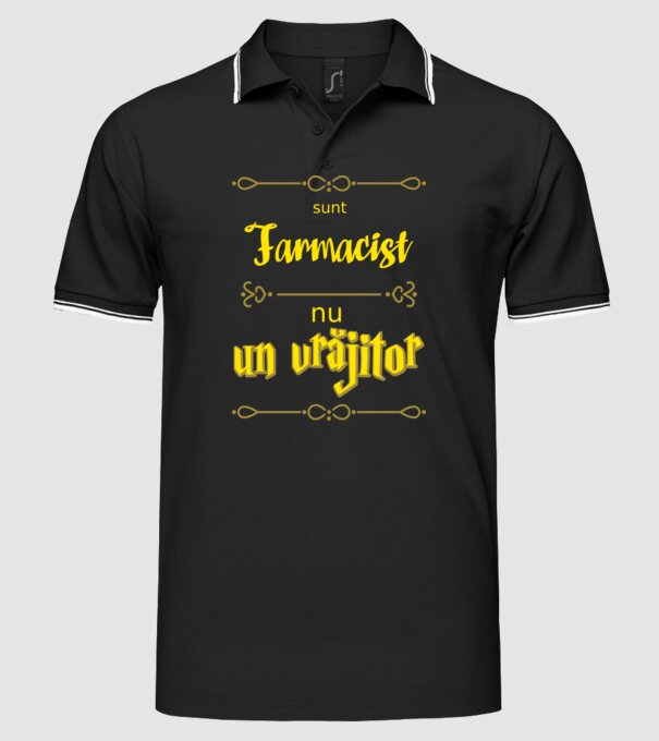 Sunt farmacist, nu un vrăjitor model negru pe tricou