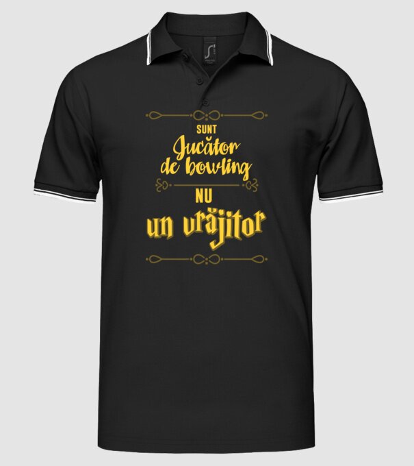 Sunt jucător de bowling, nu un magician model negru pe tricou