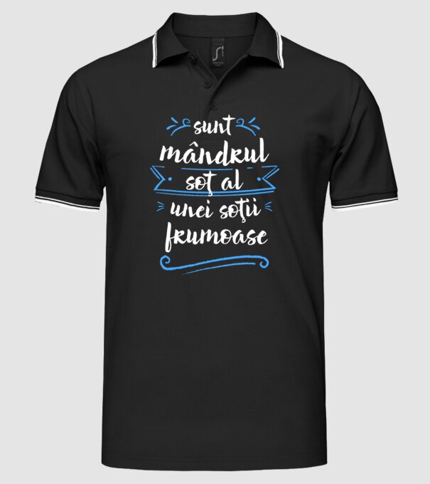 sunt mândrul soț al unei soții frumoase model negru pe tricou