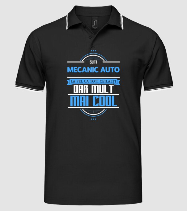 Sunt mecanic auto, la fel ca toți ceilalți, dar mult mai cool model negru pe tricou