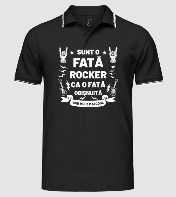 Sunt o fată rocker, ca o fată obișnuită, dar mult mai cool model negru pe tricou