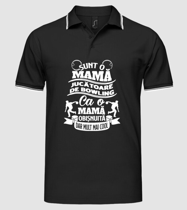 sunt o mamă jucătoare de bowling, ca o mamă obișnuită, dar mult mai cool model negru pe tricou