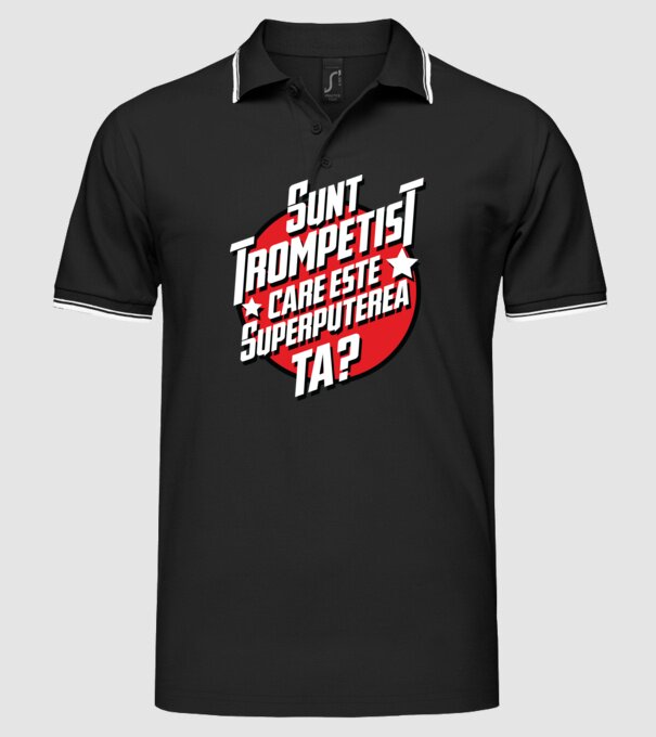 sunt trompetist, care este superputerea ta? model negru pe tricou