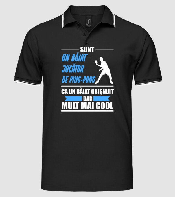 sunt un băiat jucător ping-pong, ca un băiat obișnuit, dar mult mai cool model negru pe tricou