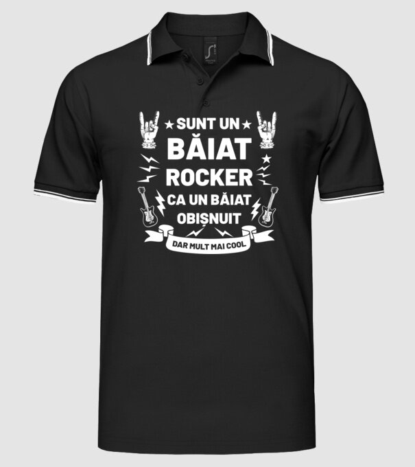 Sunt un băiat rocker, ca un băiat obișnuit, dar mult mai cool model negru pe tricou