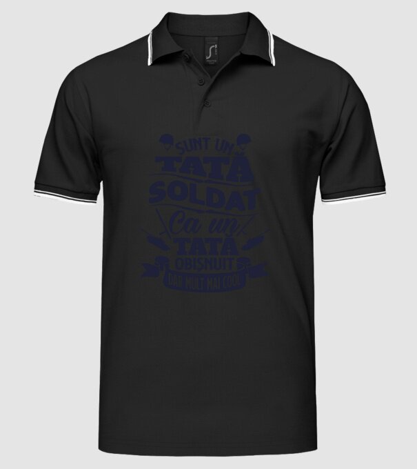 Sunt_un tată soldat model negru pe tricou