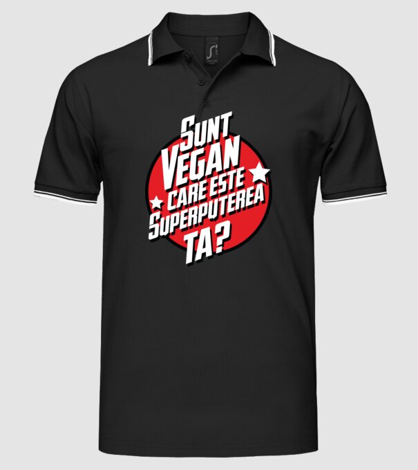 sunt vegan, care este superputerea ta? model negru pe tricou