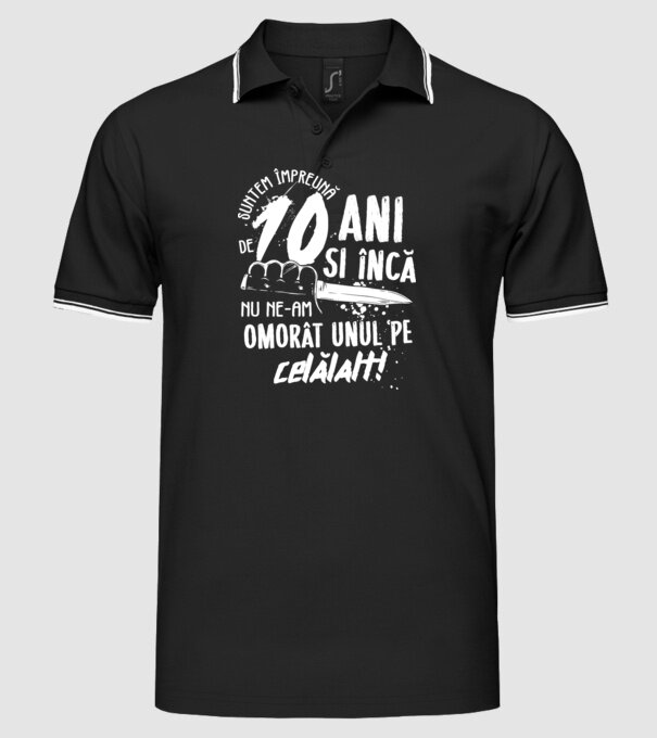 Suntem împreună de 10 ani model negru pe tricou