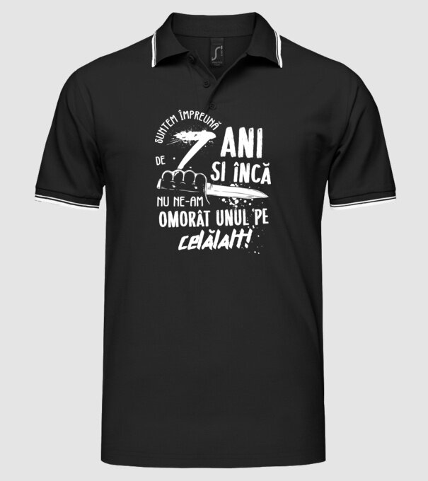 Suntem împreună de 7 ani model negru pe tricou