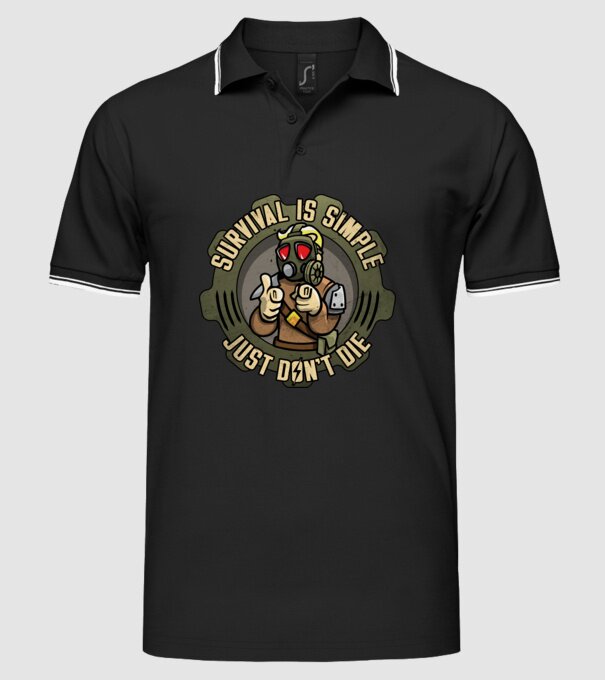 Survival model negru pe tricou