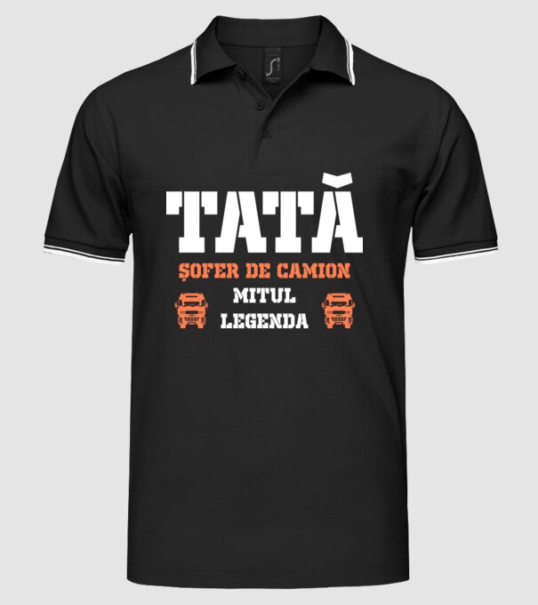tată, șofer de camion, mitul, legenda model negru pe tricou