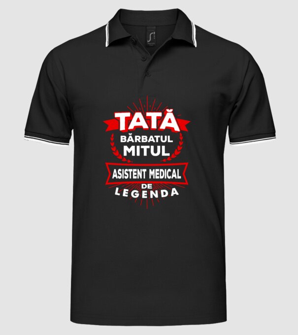 Tată - bărbatul, mitul, asistent medical de legendă model negru pe tricou