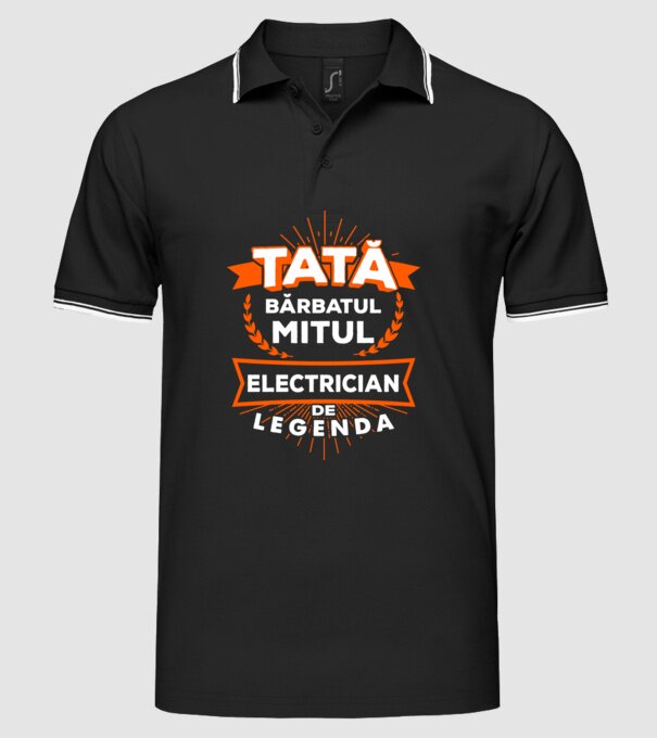 Tată - bărbatul, mitul, electrician de legendă model negru pe tricou