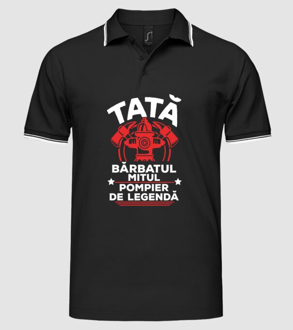 TATĂ - bărbatul, mitul, Pompier de legendă model negru pe tricou