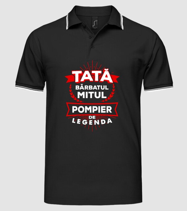 Tată - bărbatul, mitul, pompier de legendă model negru pe tricou