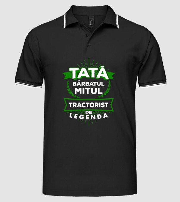 Tată - bărbatul, mitul, tractorist de legendă model negru pe tricou