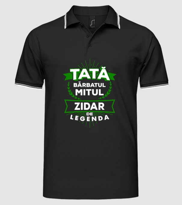 Tată - bărbatul, mitul, zidar de legendă model negru pe tricou