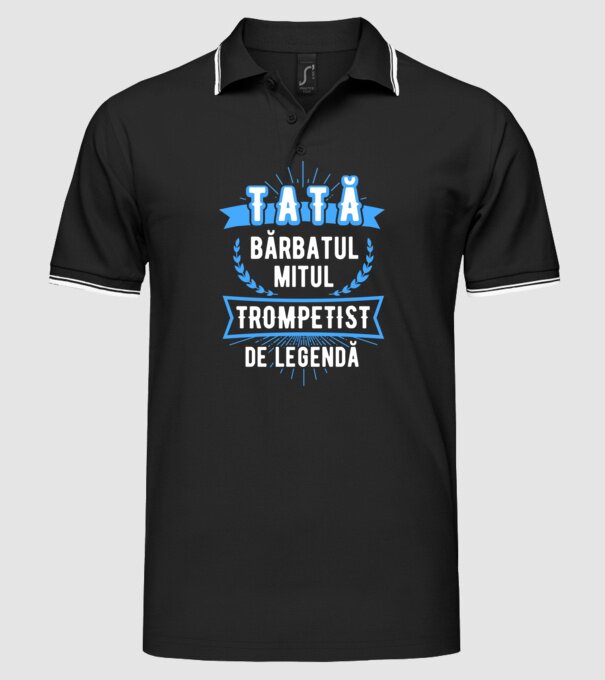 tată, bărbatul, mitul, trompetist de legendă model negru pe tricou
