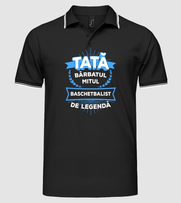 TATĂ - bărbatul, mitul, baschetbalist de legendă model negru pe tricou