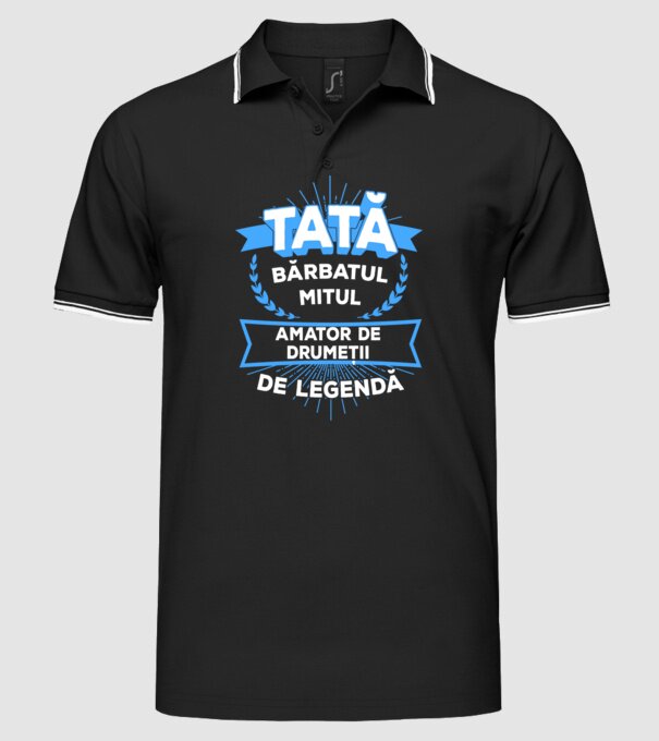 TATĂ - bărbatul, mitul, amator de drumeții de legendă model negru pe tricou