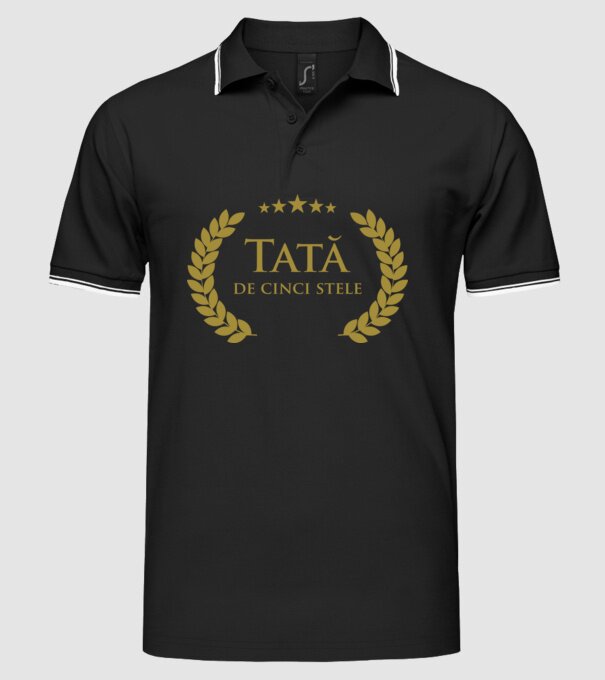 Tată de cinci stele model negru pe tricou
