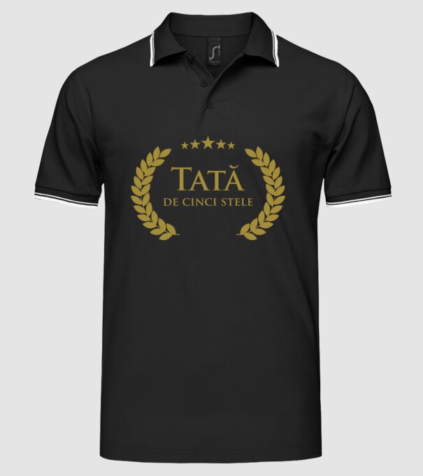 Tată de cinci stele model negru pe tricou