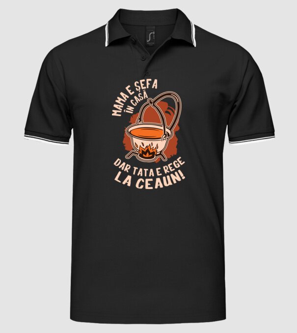 Mama e șefa în casă, dar tata e rege la ceaun! model negru pe tricou