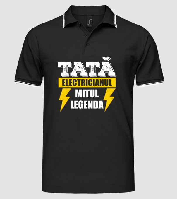 Tată - Electricianul, Mitul, Legenda model negru pe tricou