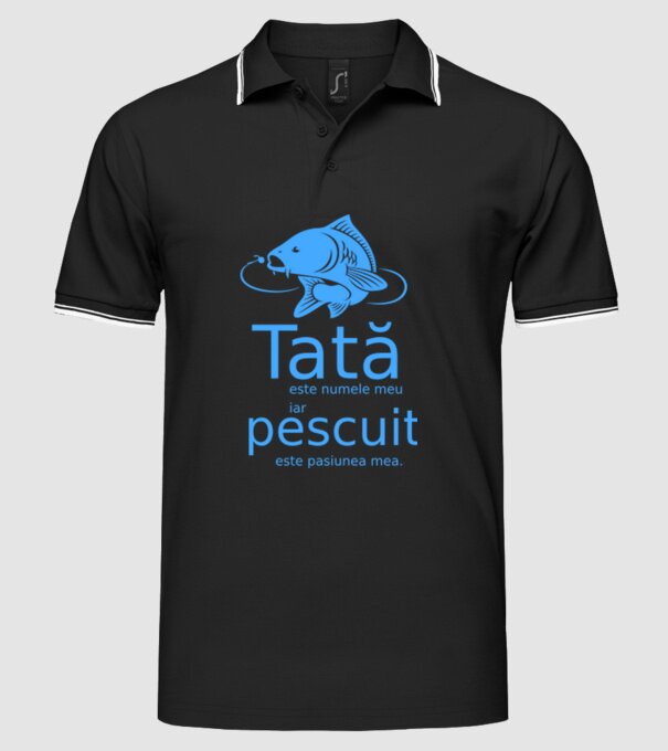 Tată este numele meu, iar pescuitul este pasiunea mea model negru pe tricou
