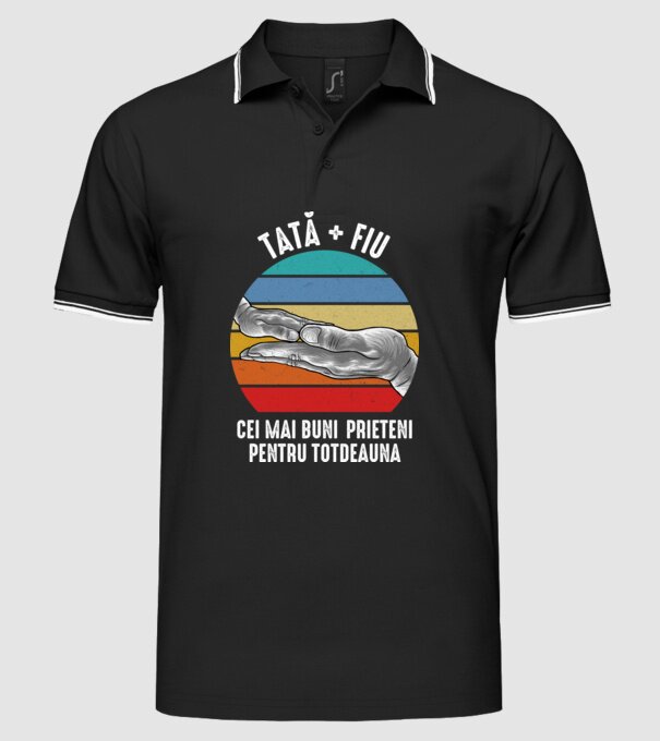 Tată - fiu - Cei mai buni prieteni pentru totdeauna model negru pe tricou