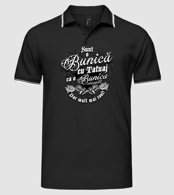 Sunt o bunică cu tatuaj, ca o bunică obișnuită, dar mult mai cool! model negru pe tricou