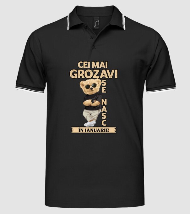Teddy cel cool ianuarie model negru pe tricou