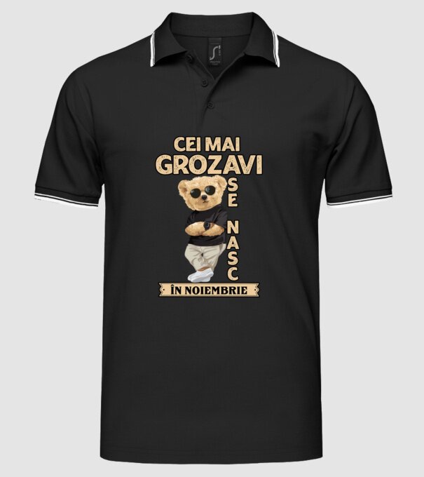 Teddy cel cool noiembrie model negru pe tricou