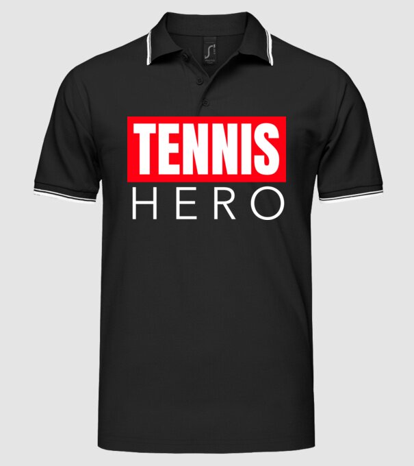 TENNIS HERO model negru pe tricou