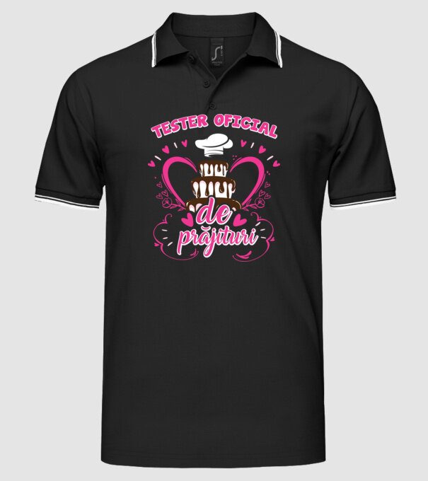 tester oficial de prăjituri model negru pe tricou
