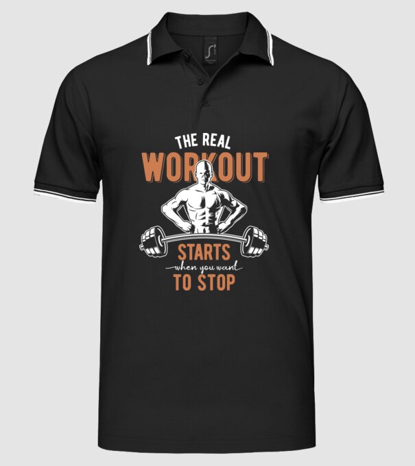 The Real Workout model negru pe tricou