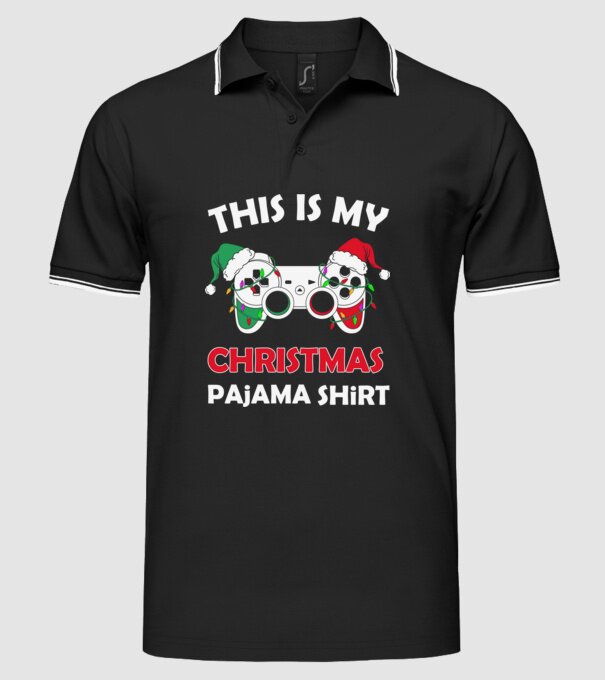 This is my christmas pajama model negru pe tricou