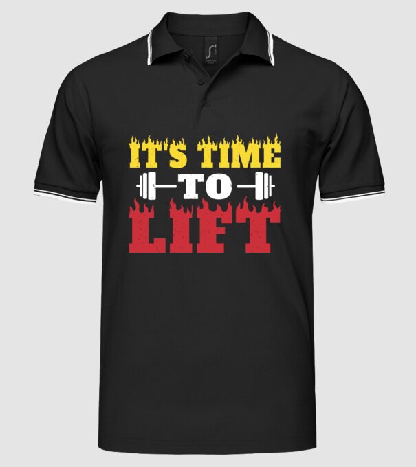 Time to lift model negru pe tricou