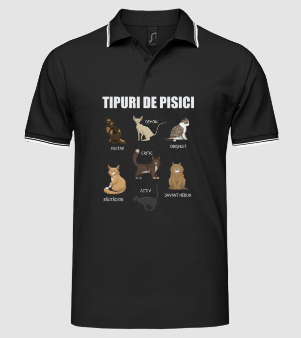 Tipuri de pisici model negru pe tricou