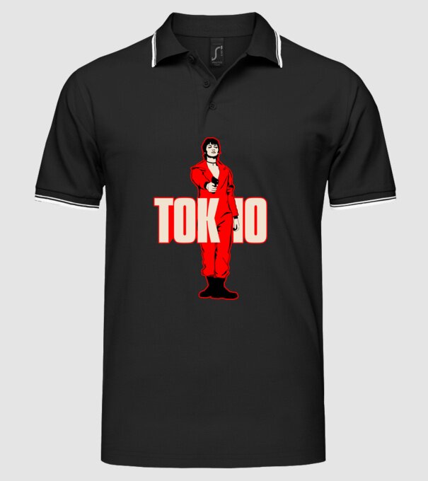tokyo la casa de papel model negru pe tricou