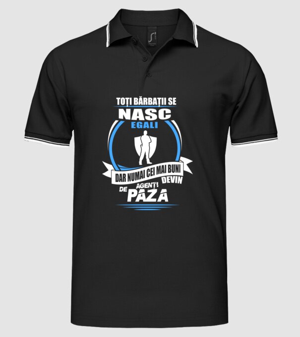 Toți bărbații se nasc egali agenți de pază model negru pe tricou
