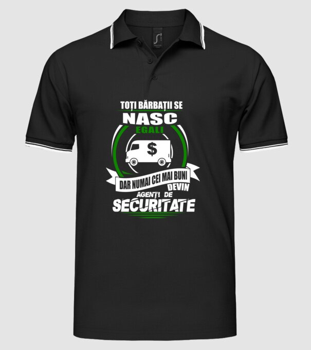 Toți bărbații se nasc egali agenți de securitate model negru pe tricou