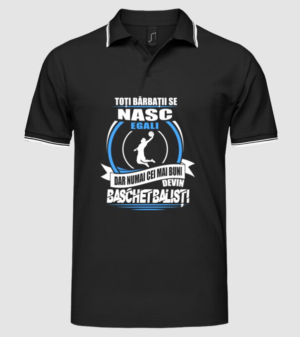 Toți bărbații se nasc egali baschetbaliști model negru pe tricou