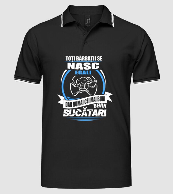 Toți bărbații se nasc egali bucătari model negru pe tricou