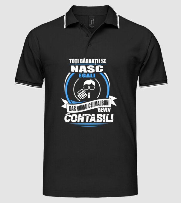 Toți bărbații se nasc egali contabili model negru pe tricou
