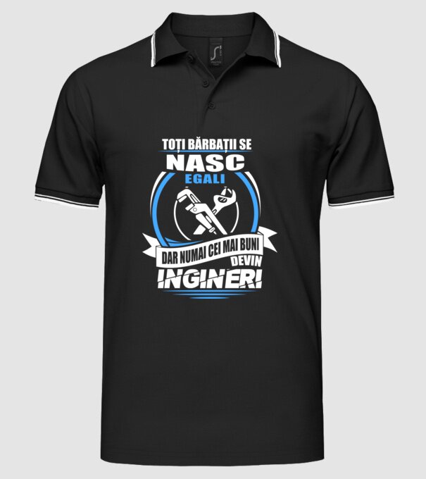 Toți bărbații se nasc egali ingineri model negru pe tricou